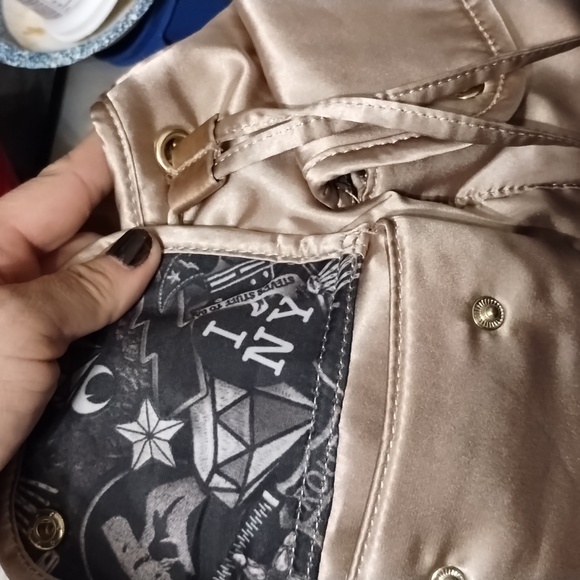 pink champagne satin mini backpack - Picture 4 of 7